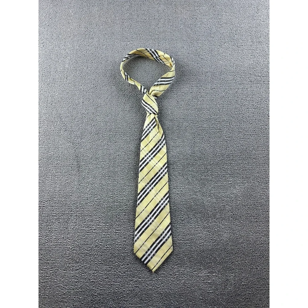 Kai Long Men Silk Tie Yellow Plaid Handmade Classic Designer Preppy Formal
